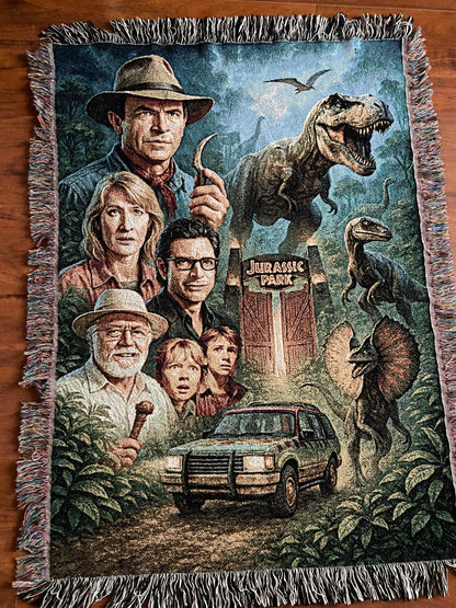 Woven Jurassic Park Blanket